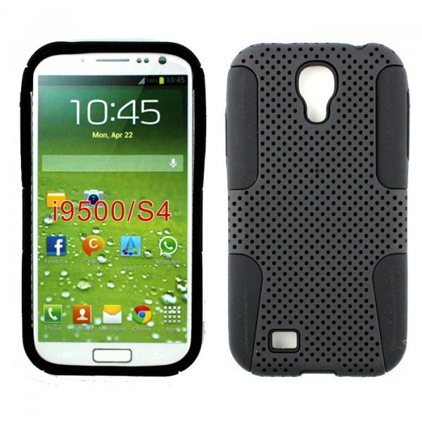 Wholesale Samsung Galaxy S4 Mesh Hybrid Case (Black-Black)